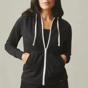 American Giant Black Hoodie with White Accents